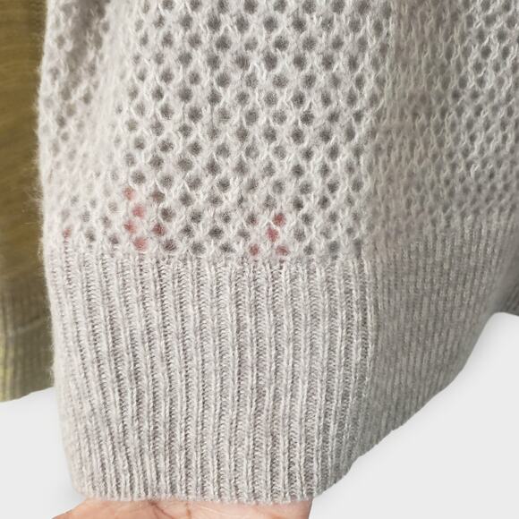 Raquel Allegra Lilith Cashmere Sweater in Concrete Contrast Open Knit Sz 1(US-M) - Picture 5 of 14